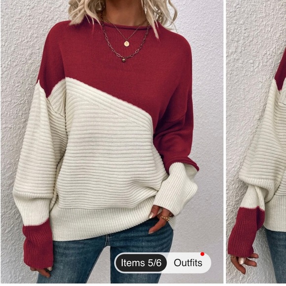 Colorblock Pattern Drop Shoulder Sweater - Picture 4 of 10